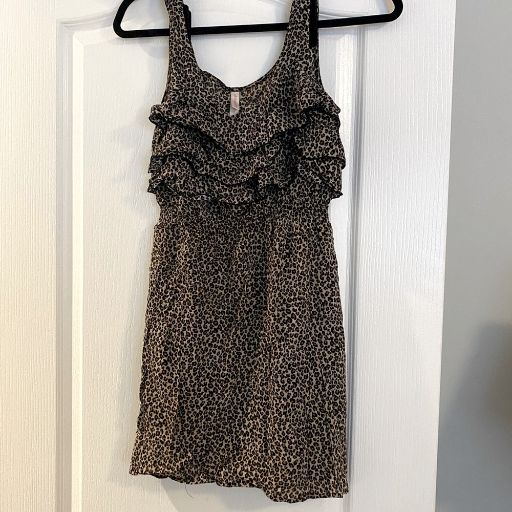 Xhilaration size Small Leopard Print Ruffle Dress